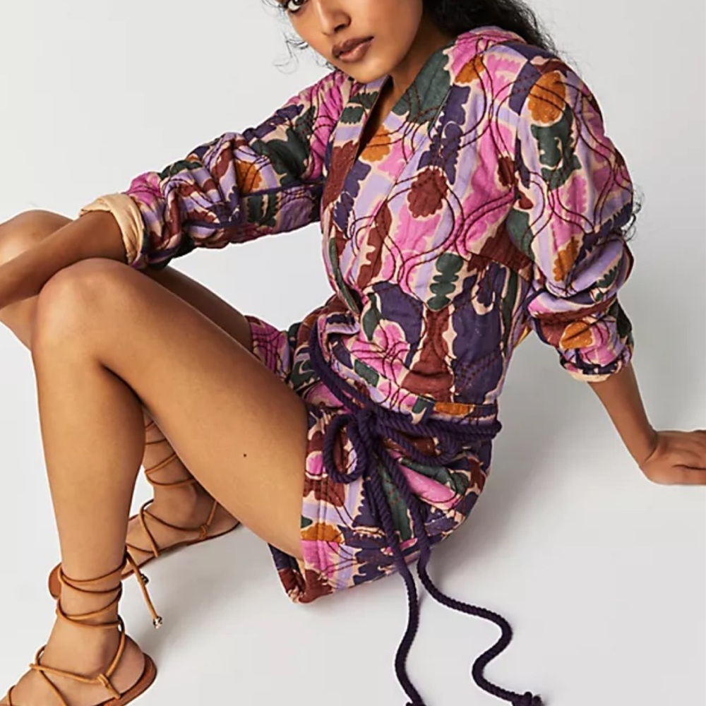 Free People Atlas Quilted Romper in Berry Combo